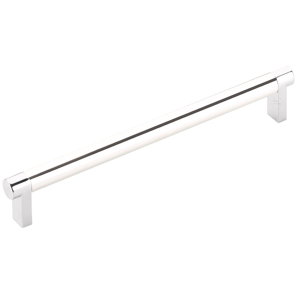 8" Centers Rectangular Stem in Polished Chrome And Smooth Bar in Polished Nickel