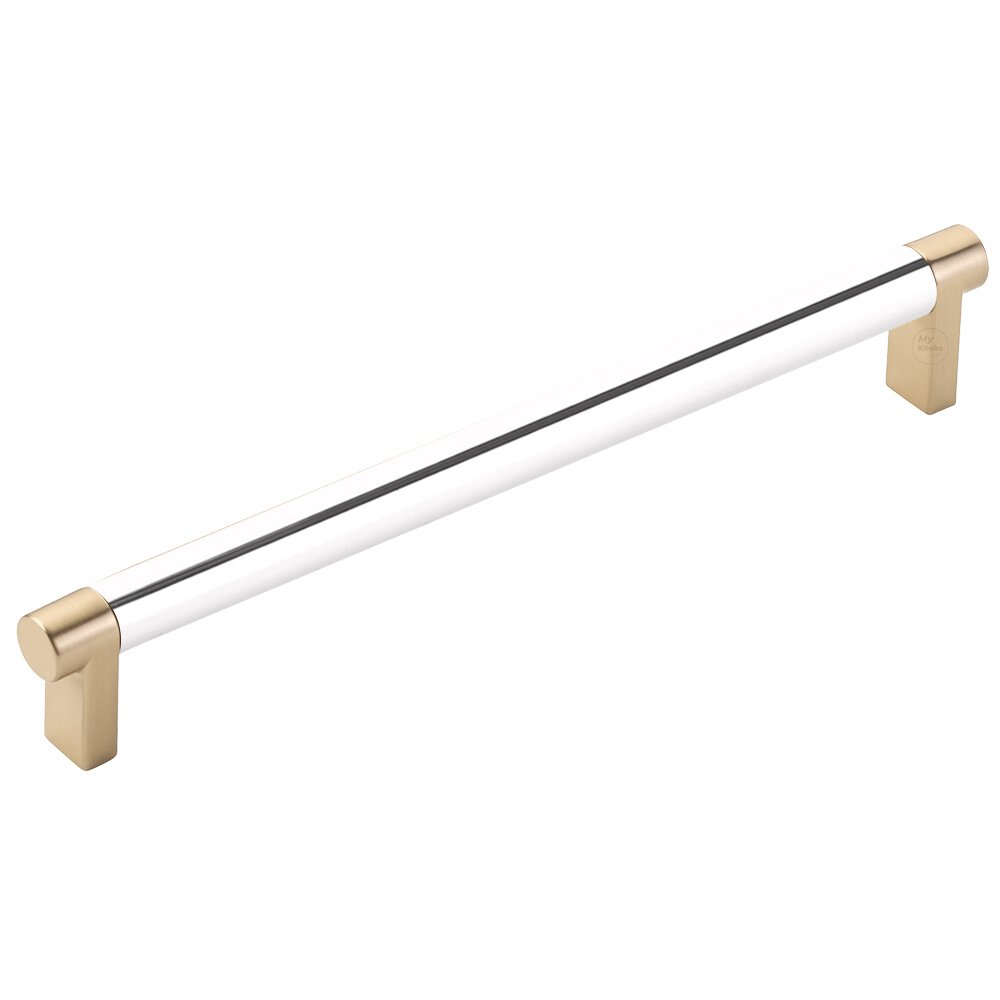 8" Centers Rectangular Stem in Satin Brass And Smooth Bar in Polished Chrome