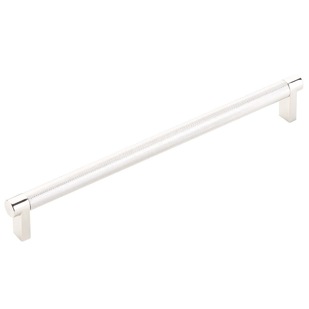 10" Centers Rectangular Stem in Polished Nickel And Knurled Bar in Polished Nickel