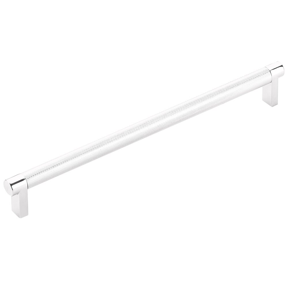 10" Centers Rectangular Stem in Polished Chrome And Knurled Bar in Polished Chrome