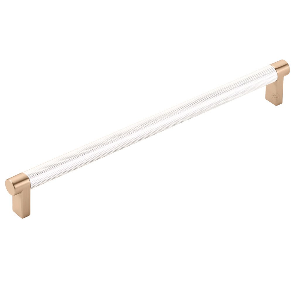 10" Centers Rectangular Stem in Satin Copper And Knurled Bar in Polished Nickel