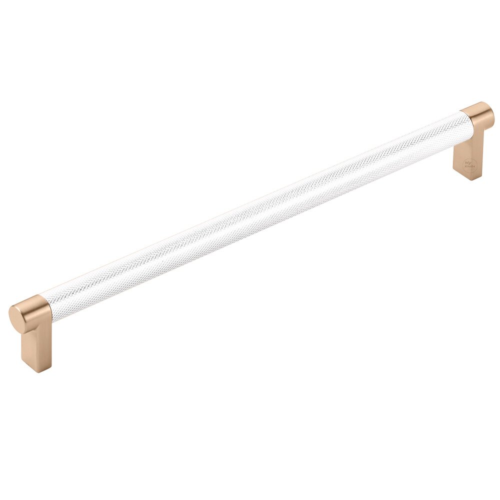 10" Centers Rectangular Stem in Satin Copper And Knurled Bar in Polished Chrome