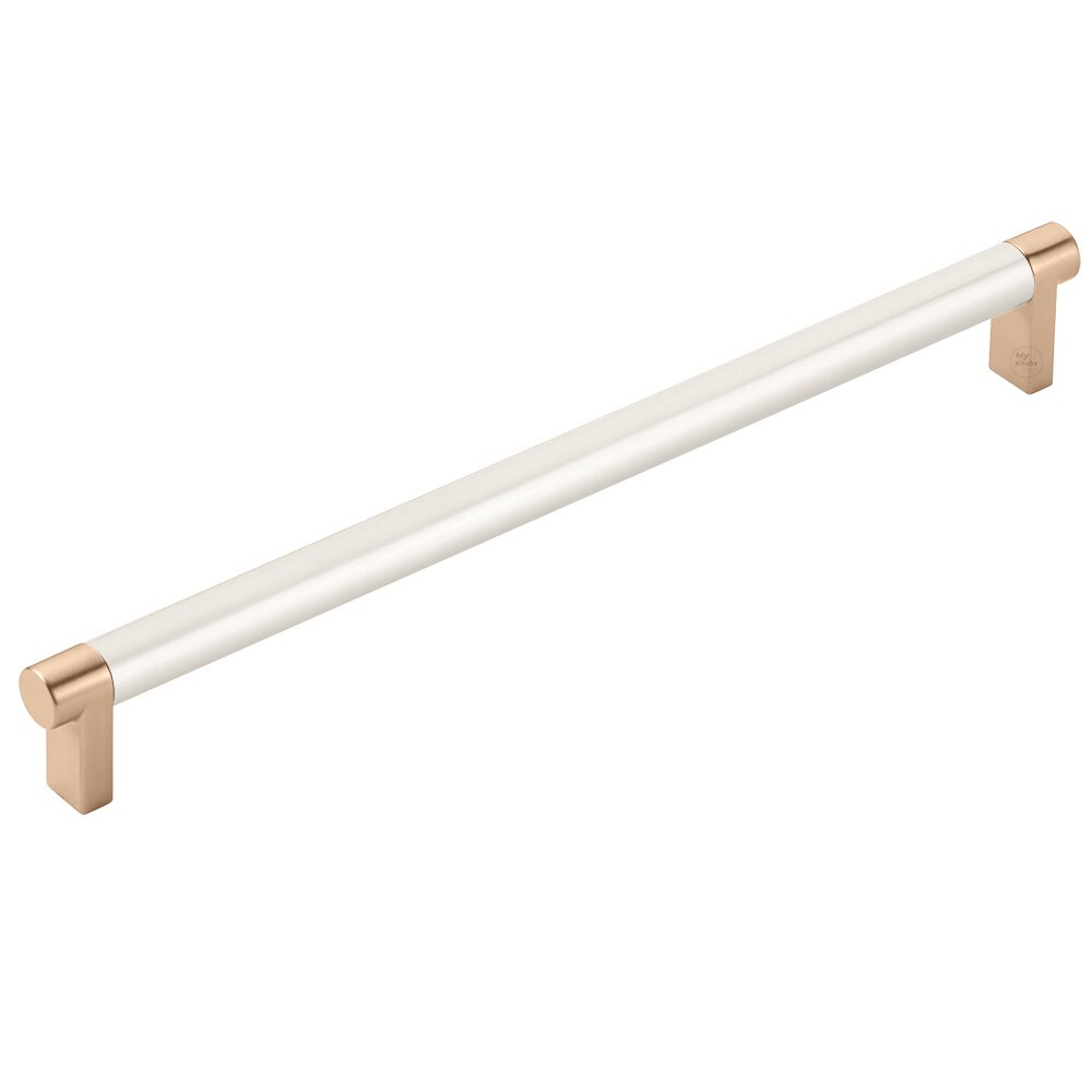 10" Centers Rectangular Stem in Satin Copper And Smooth Bar in Satin Nickel