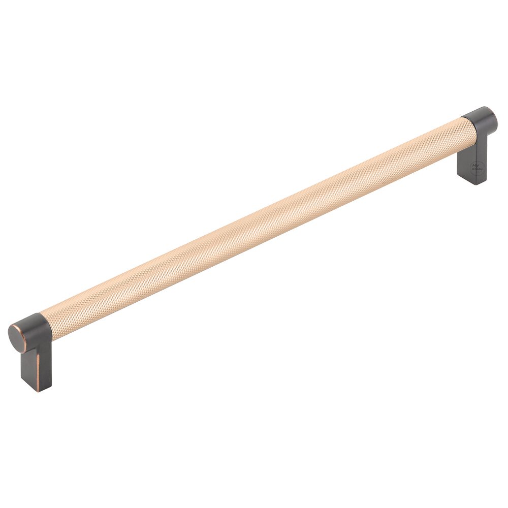 10" Centers Rectangular Stem in Oil Rubbed Bronze And Knurled Bar in Satin Copper