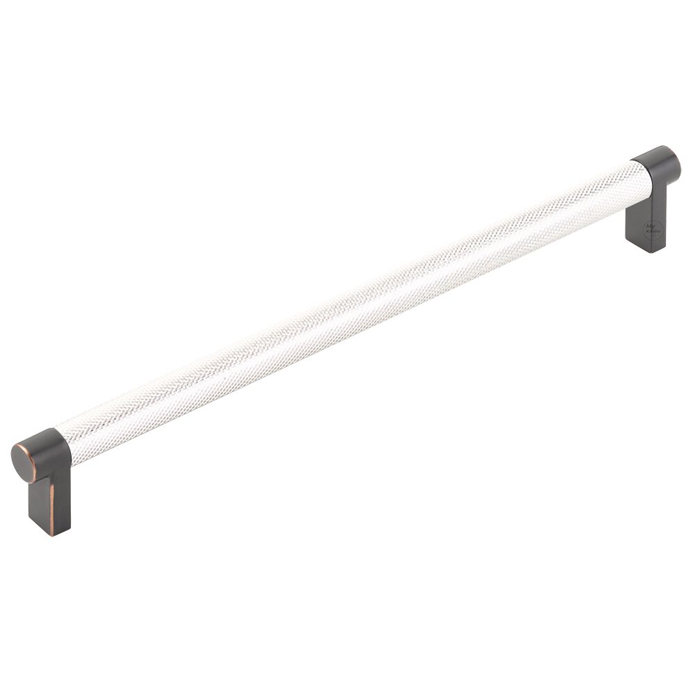 10" Centers Rectangular Stem in Oil Rubbed Bronze And Knurled Bar in Polished Nickel