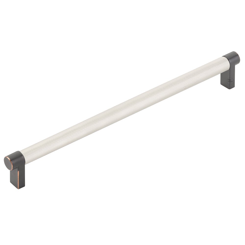 10" Centers Rectangular Stem in Oil Rubbed Bronze And Knurled Bar in Satin Nickel