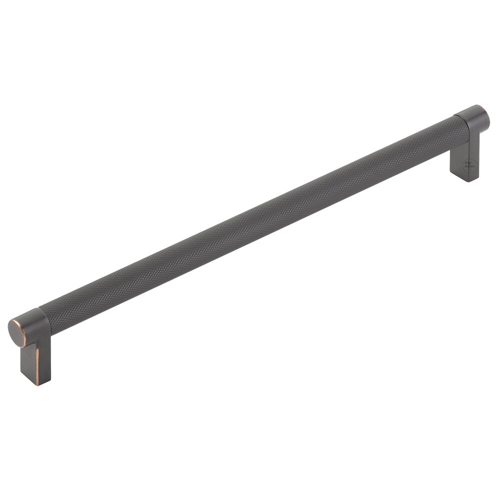 10" Centers Rectangular Stem in Oil Rubbed Bronze And Knurled Bar in Flat Black