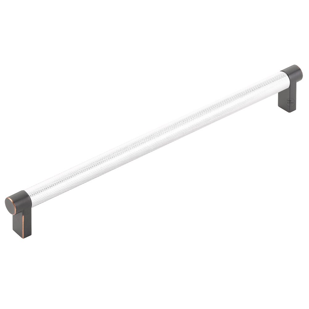 10" Centers Rectangular Stem in Oil Rubbed Bronze And Knurled Bar in Polished Chrome