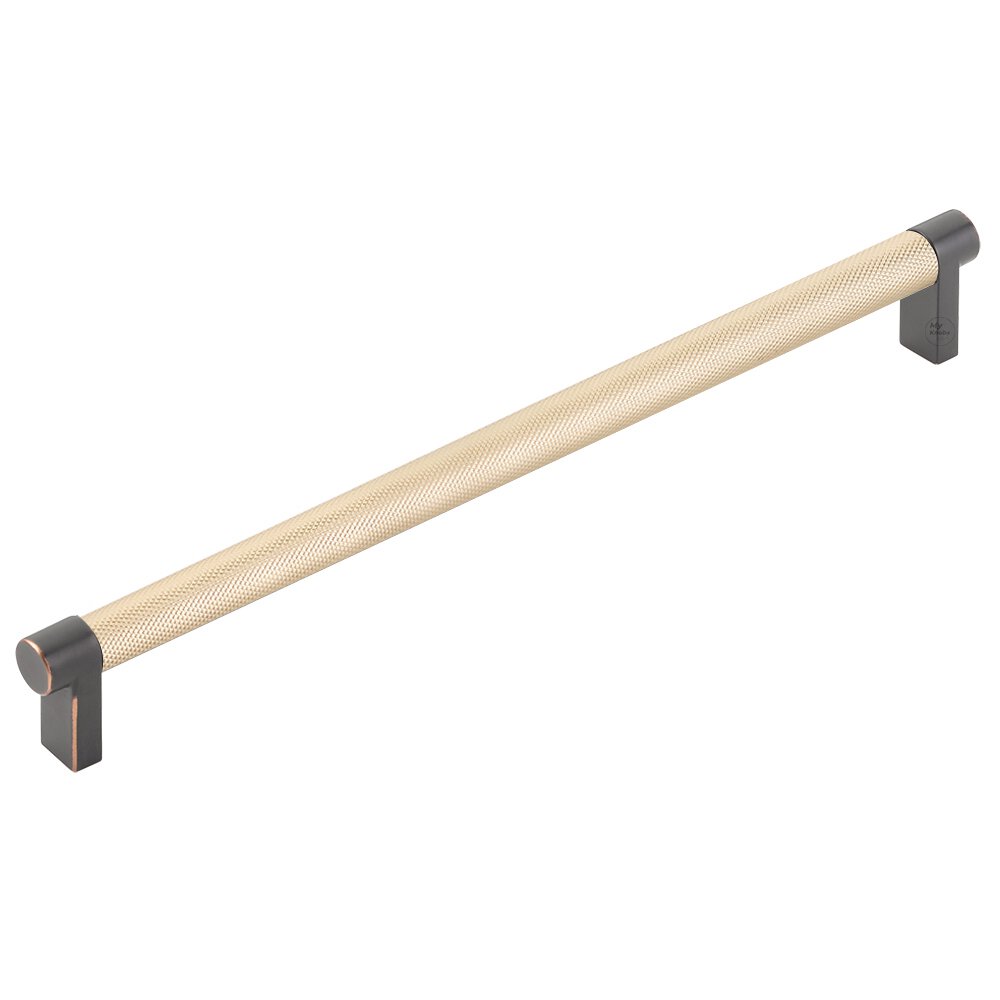10" Centers Rectangular Stem in Oil Rubbed Bronze And Knurled Bar in Satin Brass