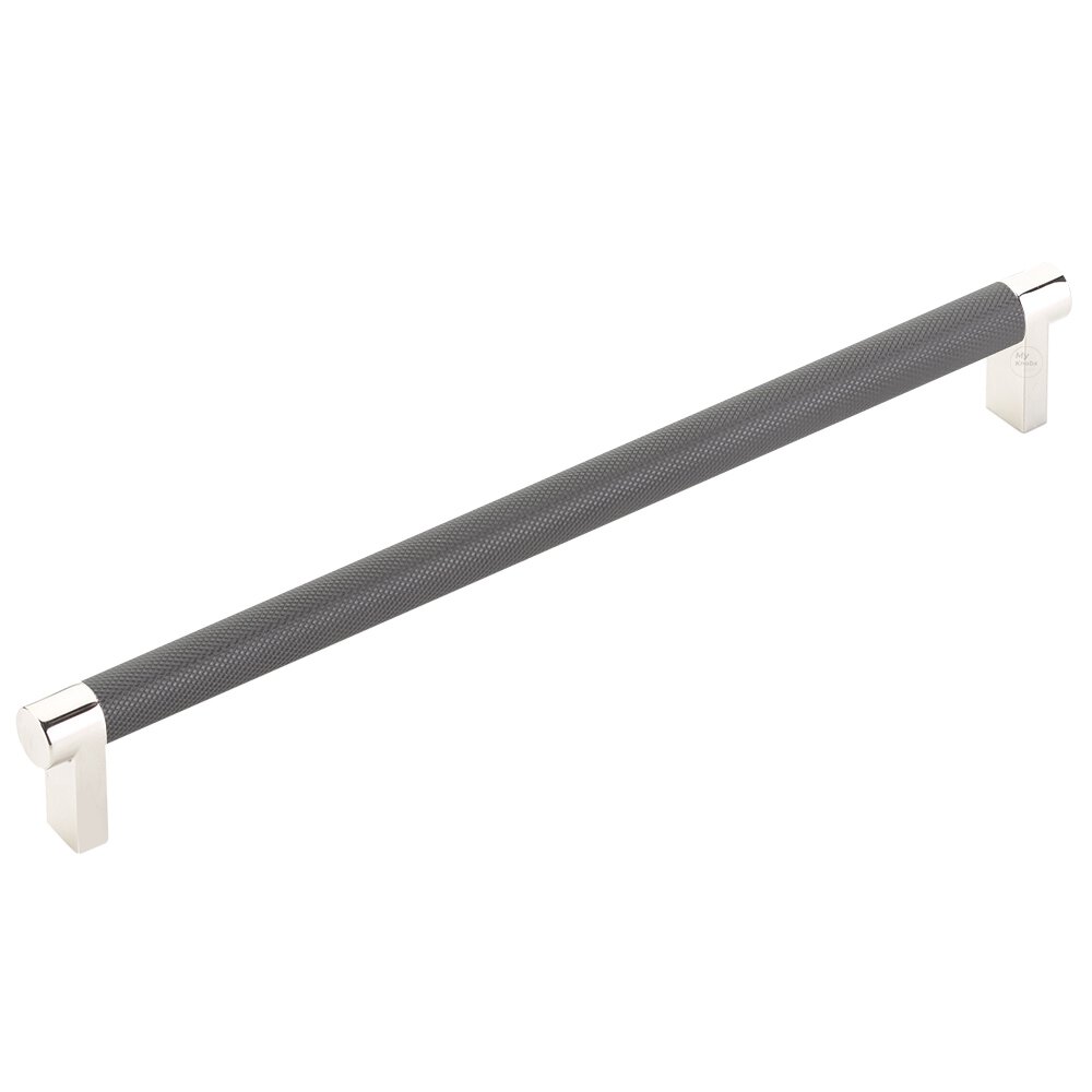 10" Centers Rectangular Stem in Polished Nickel And Knurled Bar in Oil Rubbed Bronze