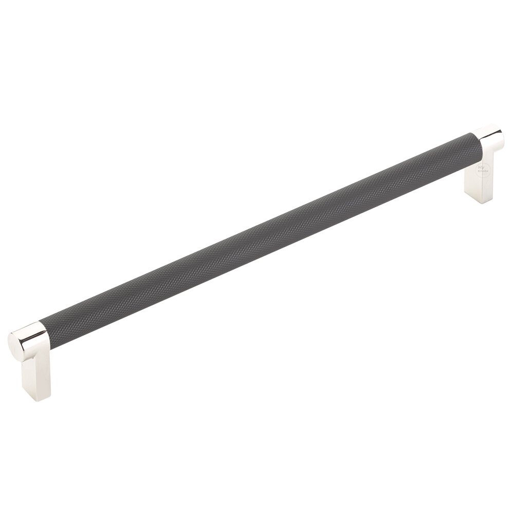 10" Centers Rectangular Stem in Polished Nickel And Knurled Bar in Flat Black