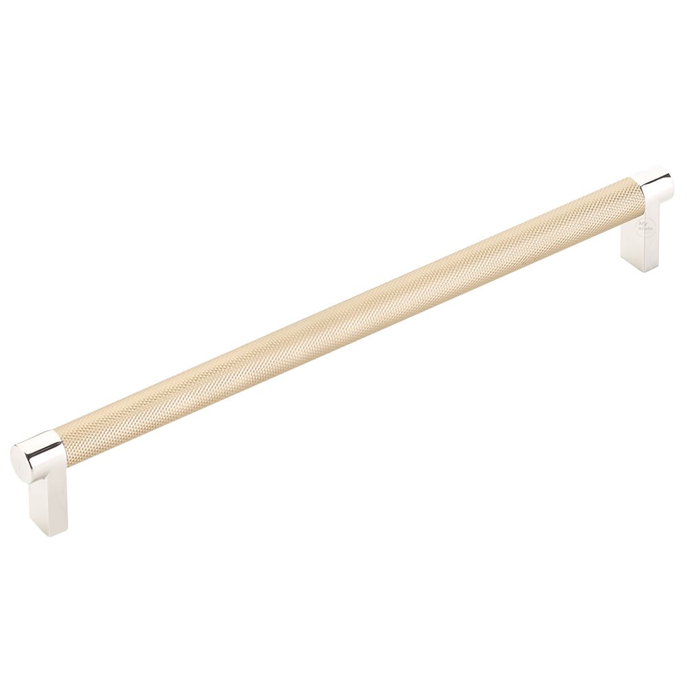 10" Centers Rectangular Stem in Polished Nickel And Knurled Bar in Satin Brass
