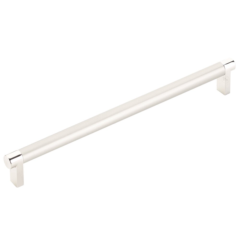 10" Centers Rectangular Stem in Polished Nickel And Smooth Bar in Satin Nickel