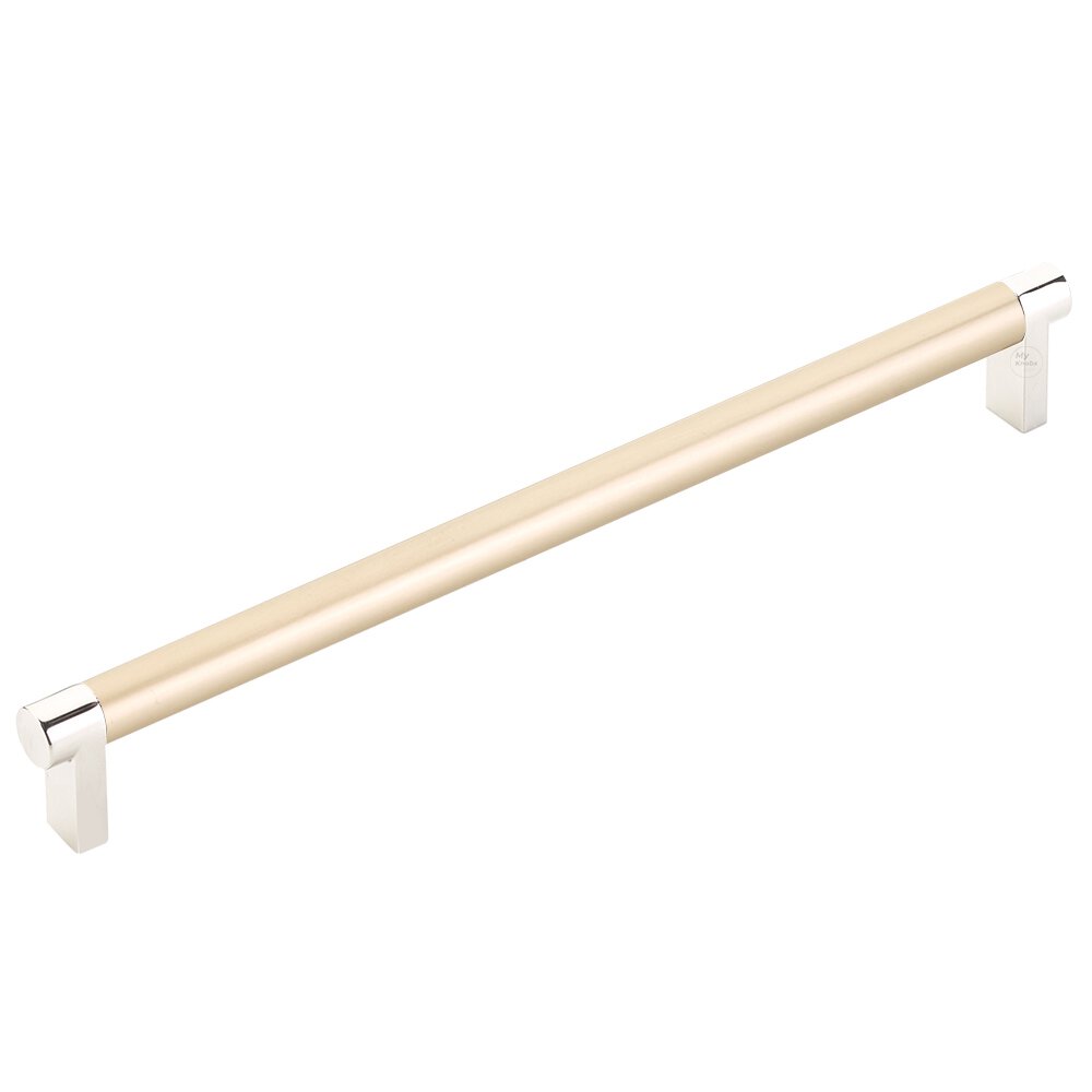 10" Centers Rectangular Stem in Polished Nickel And Smooth Bar in Satin Brass