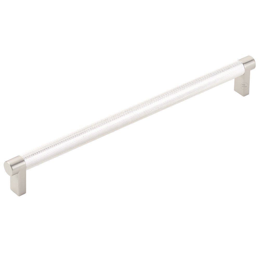 10" Centers Rectangular Stem in Satin Nickel And Knurled Bar in Polished Nickel