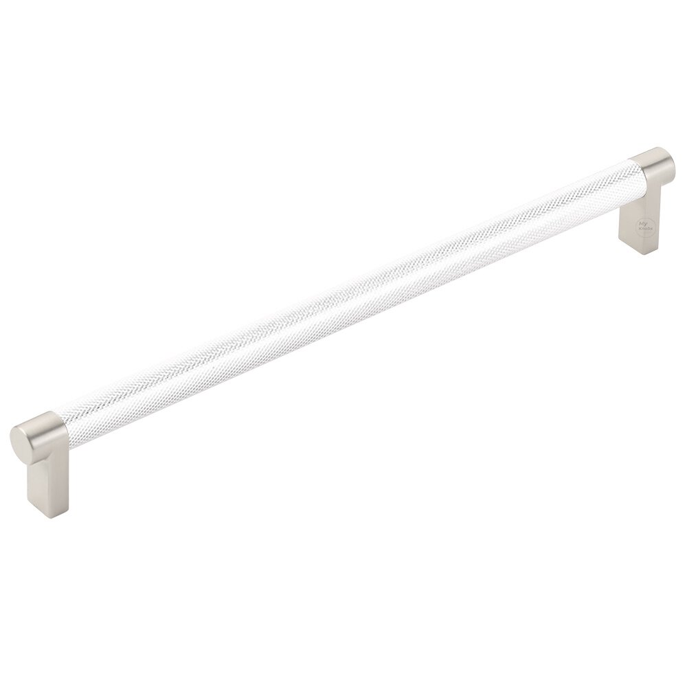 10" Centers Rectangular Stem in Satin Nickel And Knurled Bar in Polished Chrome