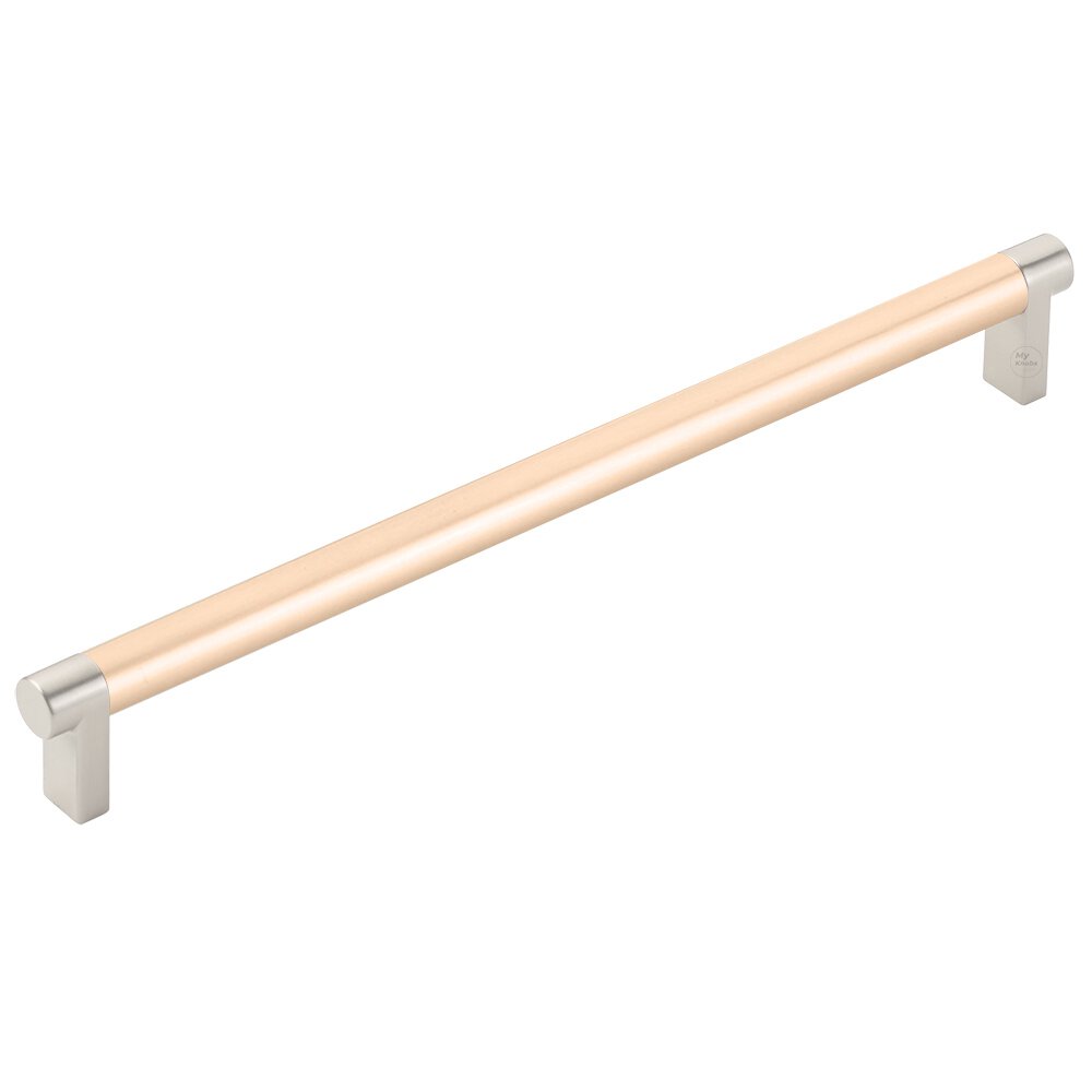 10" Centers Rectangular Stem in Satin Nickel And Smooth Bar in Satin Copper