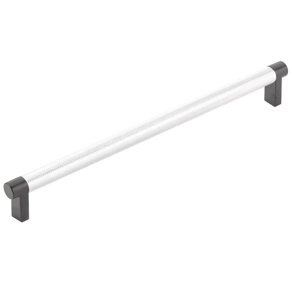 10" Centers Rectangular Stem in Flat Black And Knurled Bar in Polished Chrome