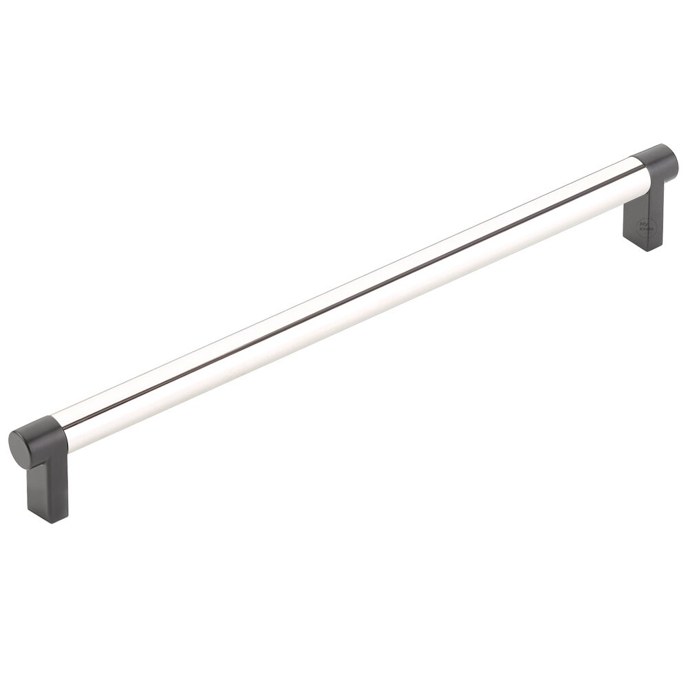 10" Centers Rectangular Stem in Flat Black And Smooth Bar in Polished Nickel