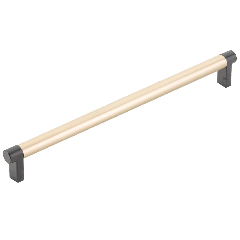 10" Centers Rectangular Stem in Flat Black And Smooth Bar in Satin Brass