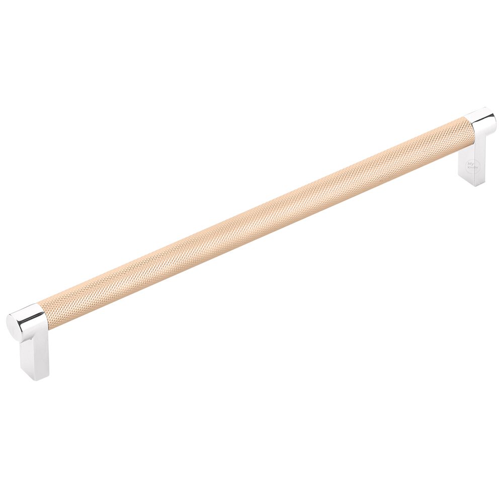10" Centers Rectangular Stem in Polished Chrome And Knurled Bar in Satin Copper