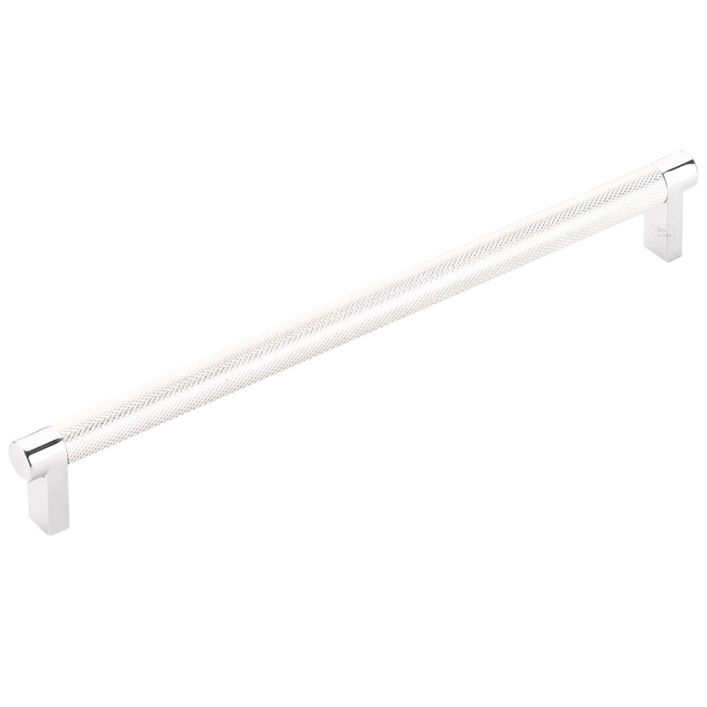 10" Centers Rectangular Stem in Polished Chrome And Knurled Bar in Polished Nickel