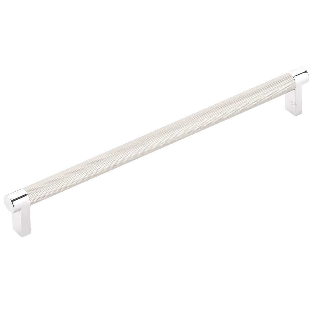 10" Centers Rectangular Stem in Polished Chrome And Knurled Bar in Satin Nickel