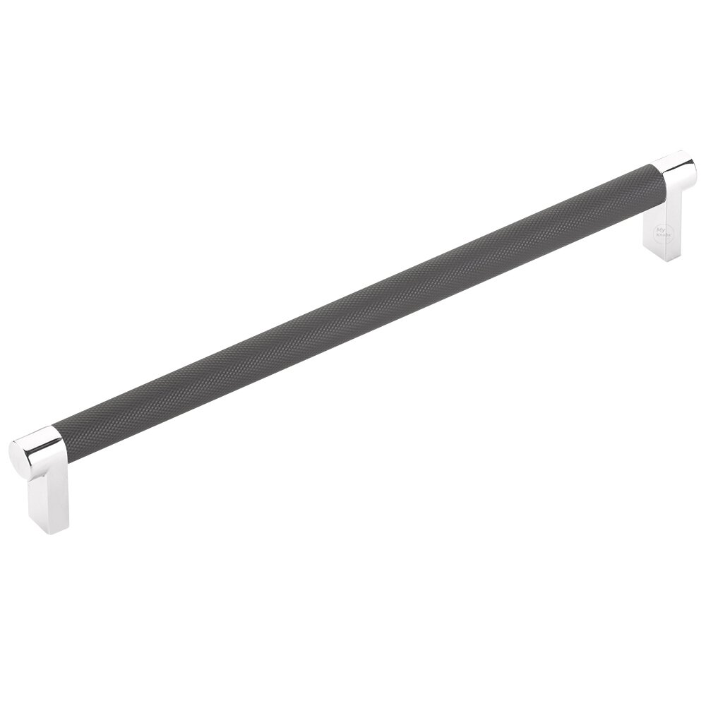 10" Centers Rectangular Stem in Polished Chrome And Knurled Bar in Flat Black