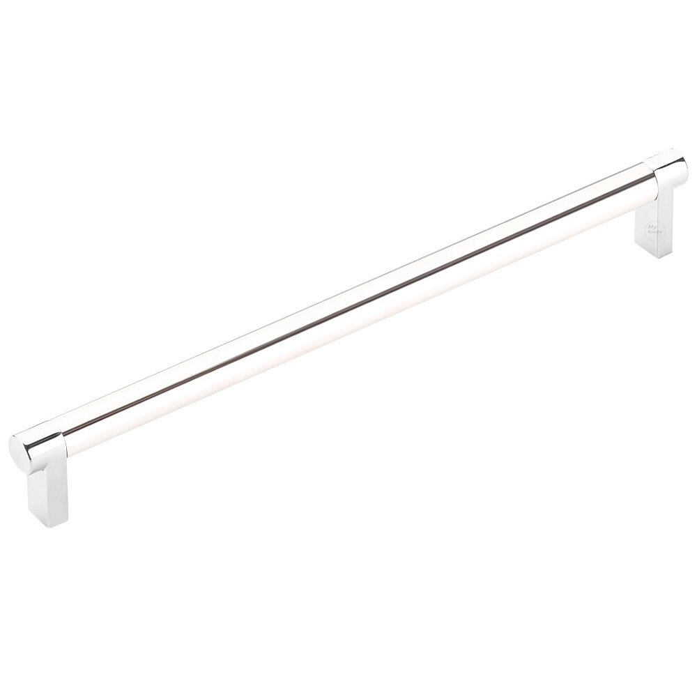 10" Centers Rectangular Stem in Polished Chrome And Smooth Bar in Polished Nickel