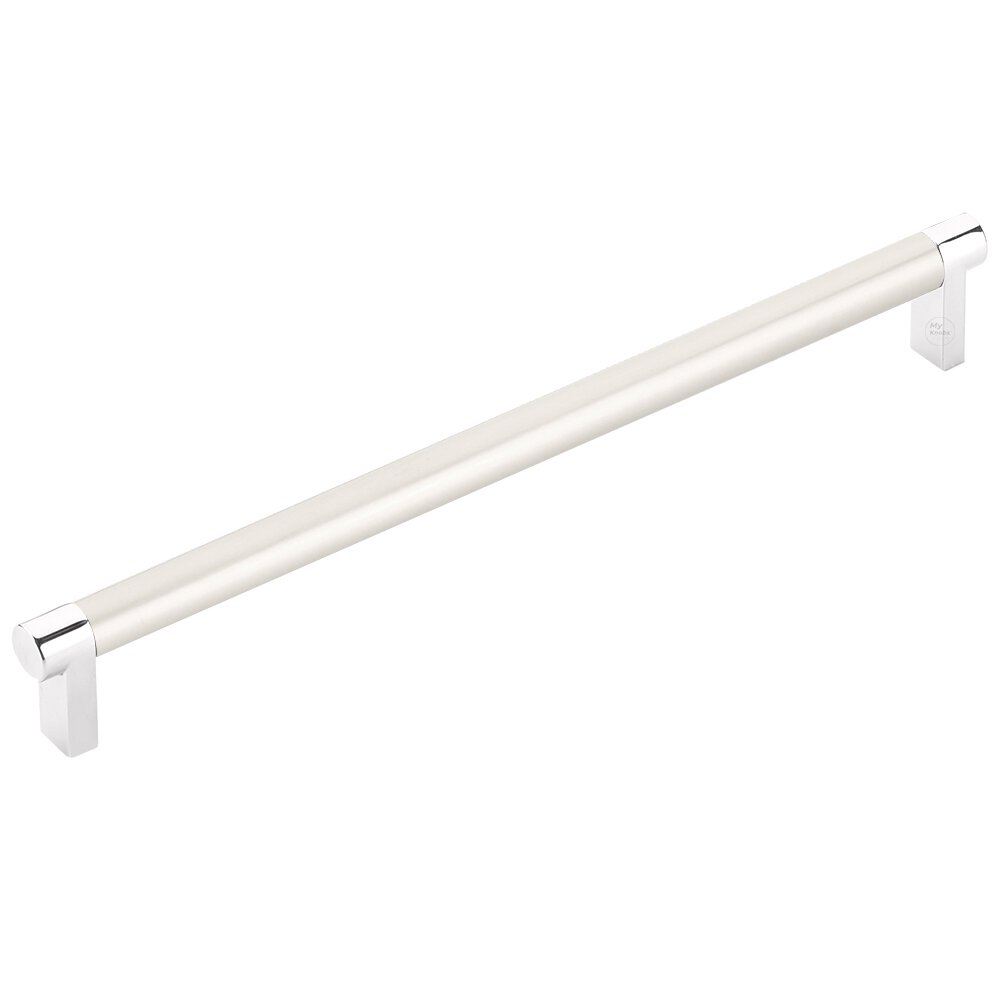 10" Centers Rectangular Stem in Polished Chrome And Smooth Bar in Satin Nickel