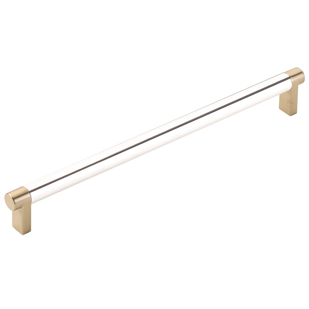 10" Centers Rectangular Stem in Satin Brass And Smooth Bar in Polished Nickel