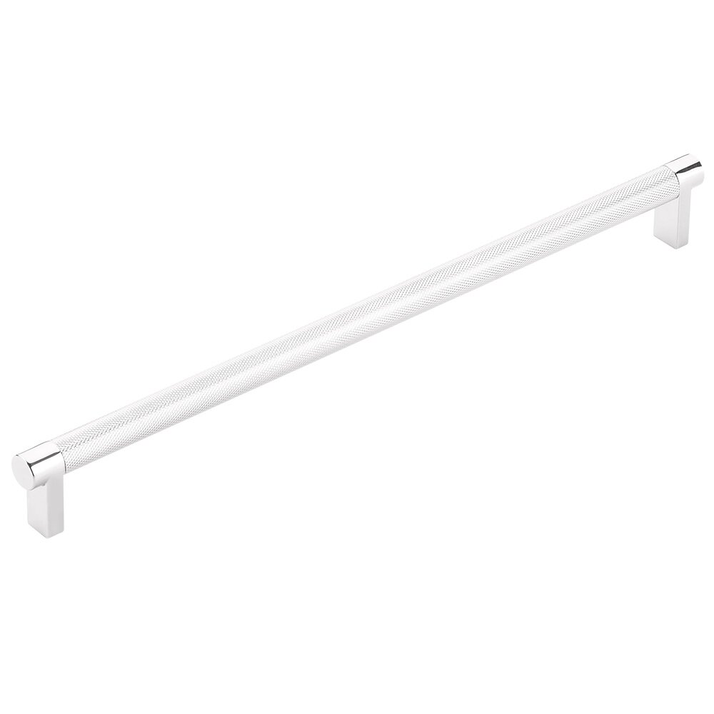 12" Centers Rectangular Stem in Polished Chrome And Knurled Bar in Polished Chrome
