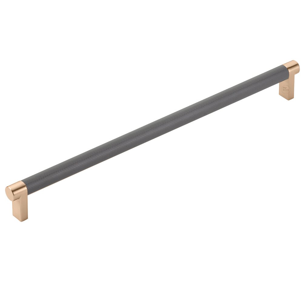 12" Centers Rectangular Stem in Satin Copper And Knurled Bar in Oil Rubbed Bronze