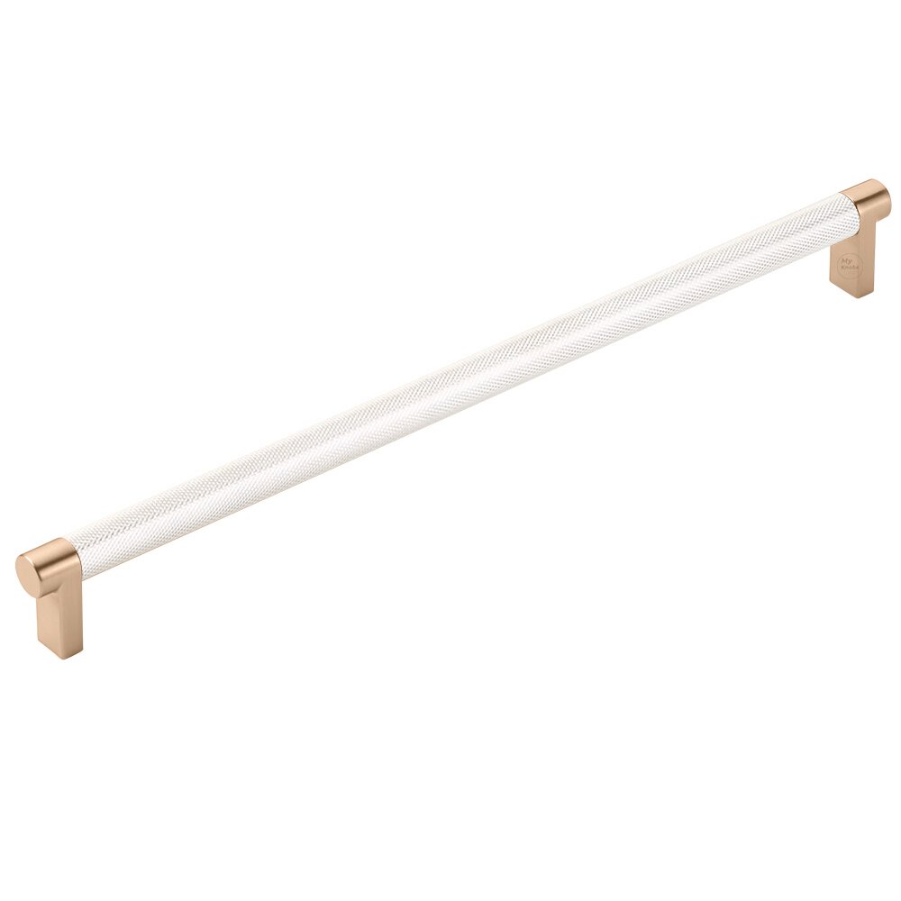 12" Centers Rectangular Stem in Satin Copper And Knurled Bar in Polished Nickel