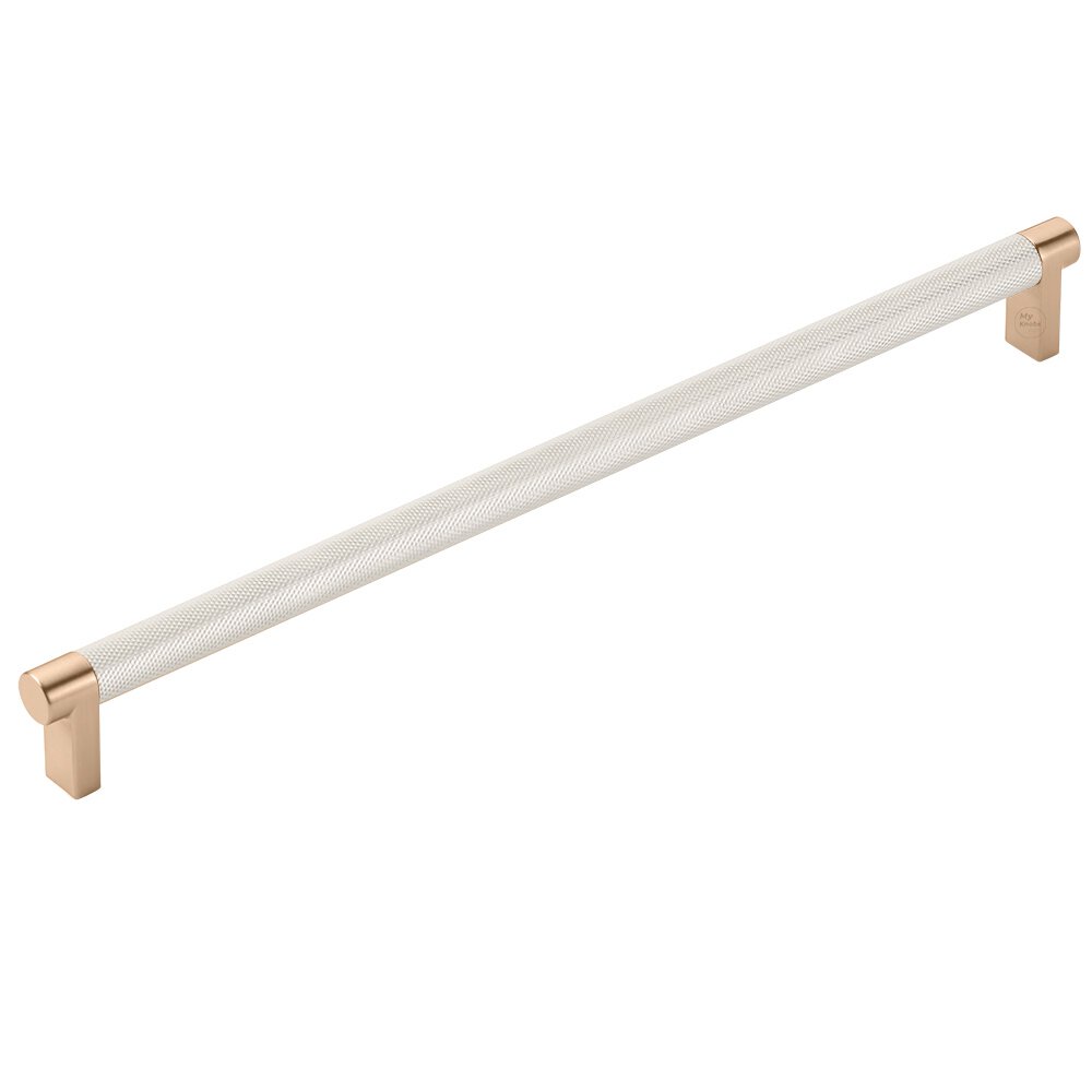 12" Centers Rectangular Stem in Satin Copper And Knurled Bar in Satin Nickel