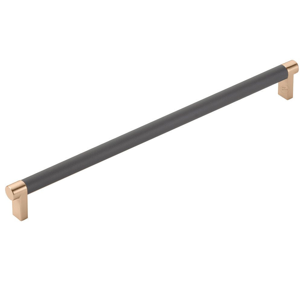 12" Centers Rectangular Stem in Satin Copper And Knurled Bar in Flat Black