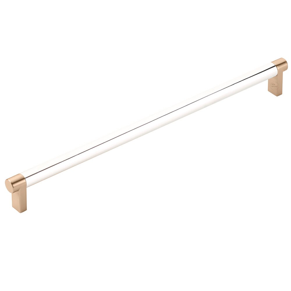 12" Centers Rectangular Stem in Satin Copper And Smooth Bar in Polished Nickel
