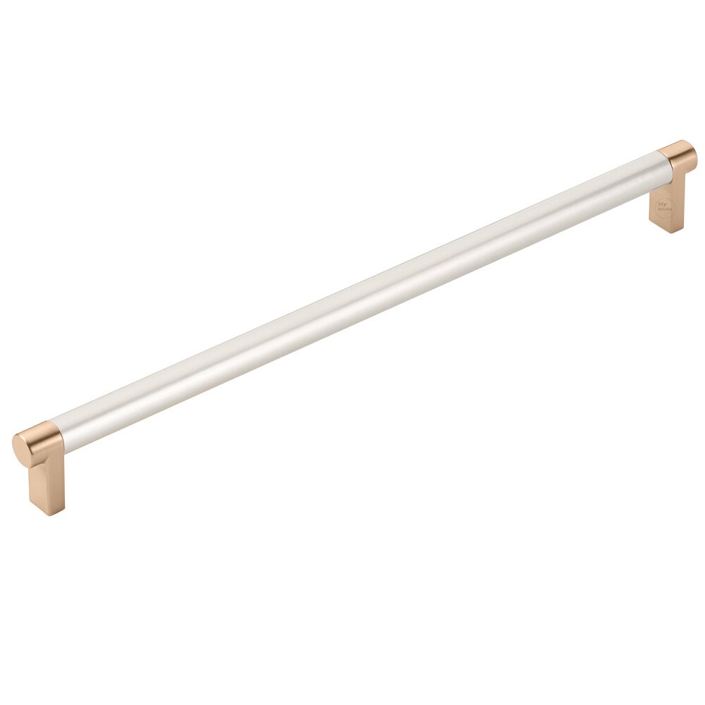 12" Centers Rectangular Stem in Satin Copper And Smooth Bar in Satin Nickel