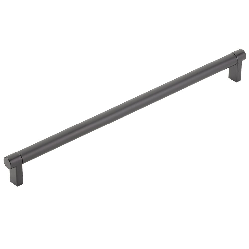 12" Centers Rectangular Stem in Flat Black And Smooth Bar in Flat Black