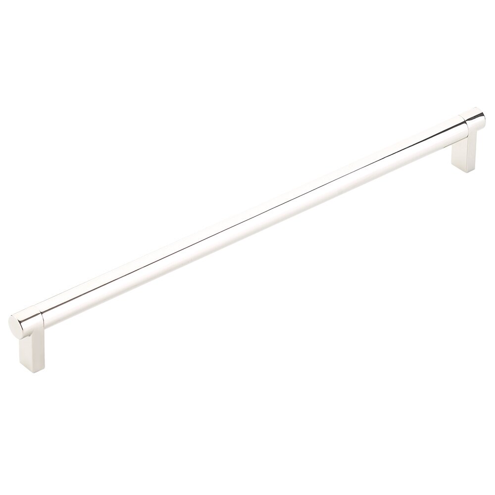 12" Centers Rectangular Stem in Polished Nickel And Smooth Bar in Polished Nickel