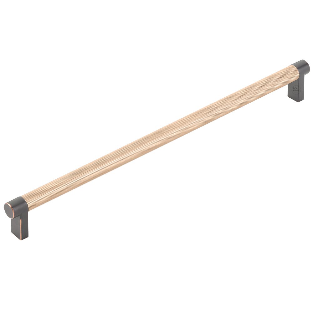 12" Centers Rectangular Stem in Oil Rubbed Bronze And Knurled Bar in Satin Copper