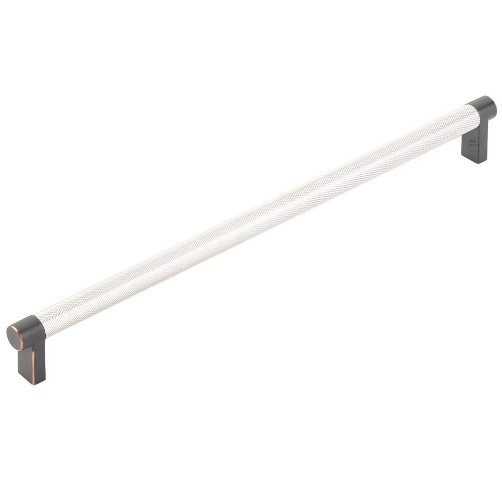 12" Centers Rectangular Stem in Oil Rubbed Bronze And Knurled Bar in Polished Nickel