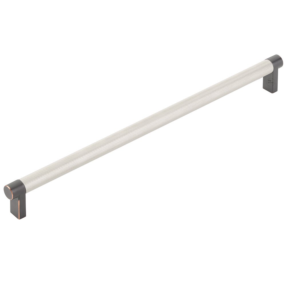 12" Centers Rectangular Stem in Oil Rubbed Bronze And Knurled Bar in Satin Nickel