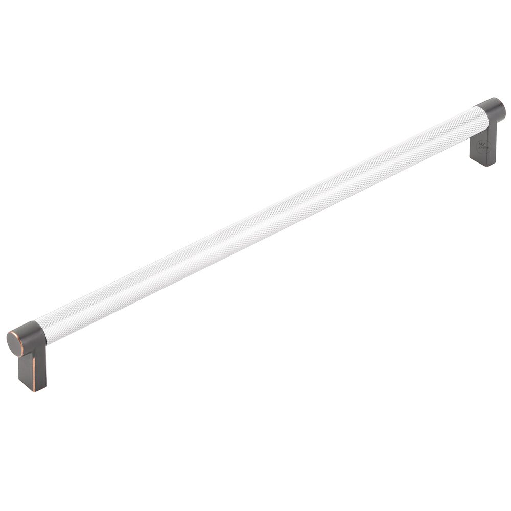 12" Centers Rectangular Stem in Oil Rubbed Bronze And Knurled Bar in Polished Chrome