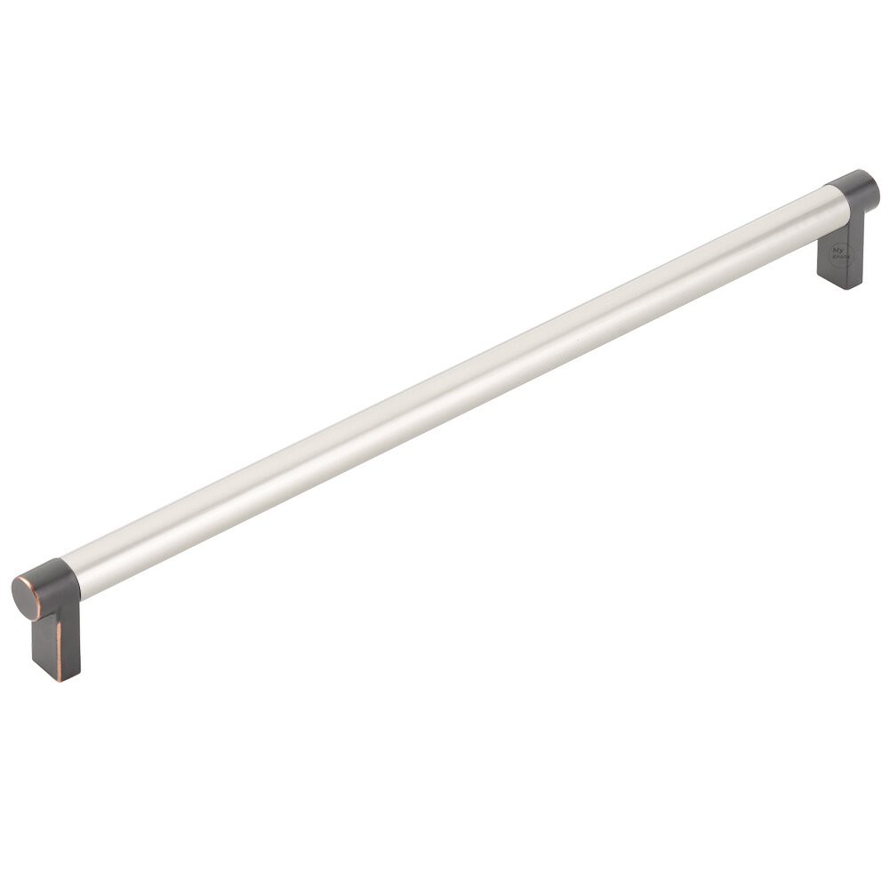 12" Centers Rectangular Stem in Oil Rubbed Bronze And Smooth Bar in Satin Nickel