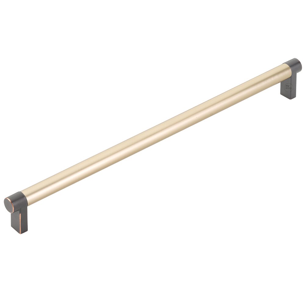 12" Centers Rectangular Stem in Oil Rubbed Bronze And Smooth Bar in Satin Brass