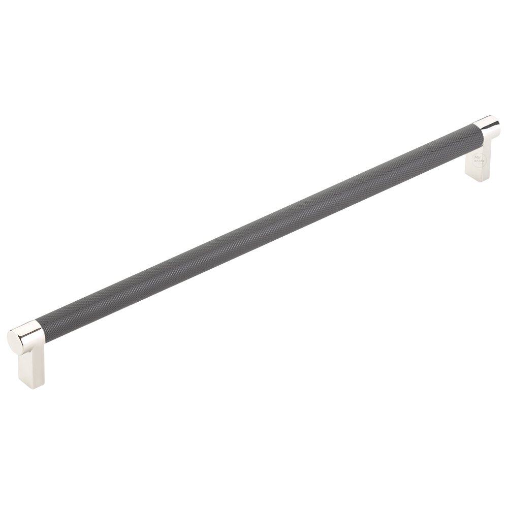 12" Centers Rectangular Stem in Polished Nickel And Knurled Bar in Oil Rubbed Bronze