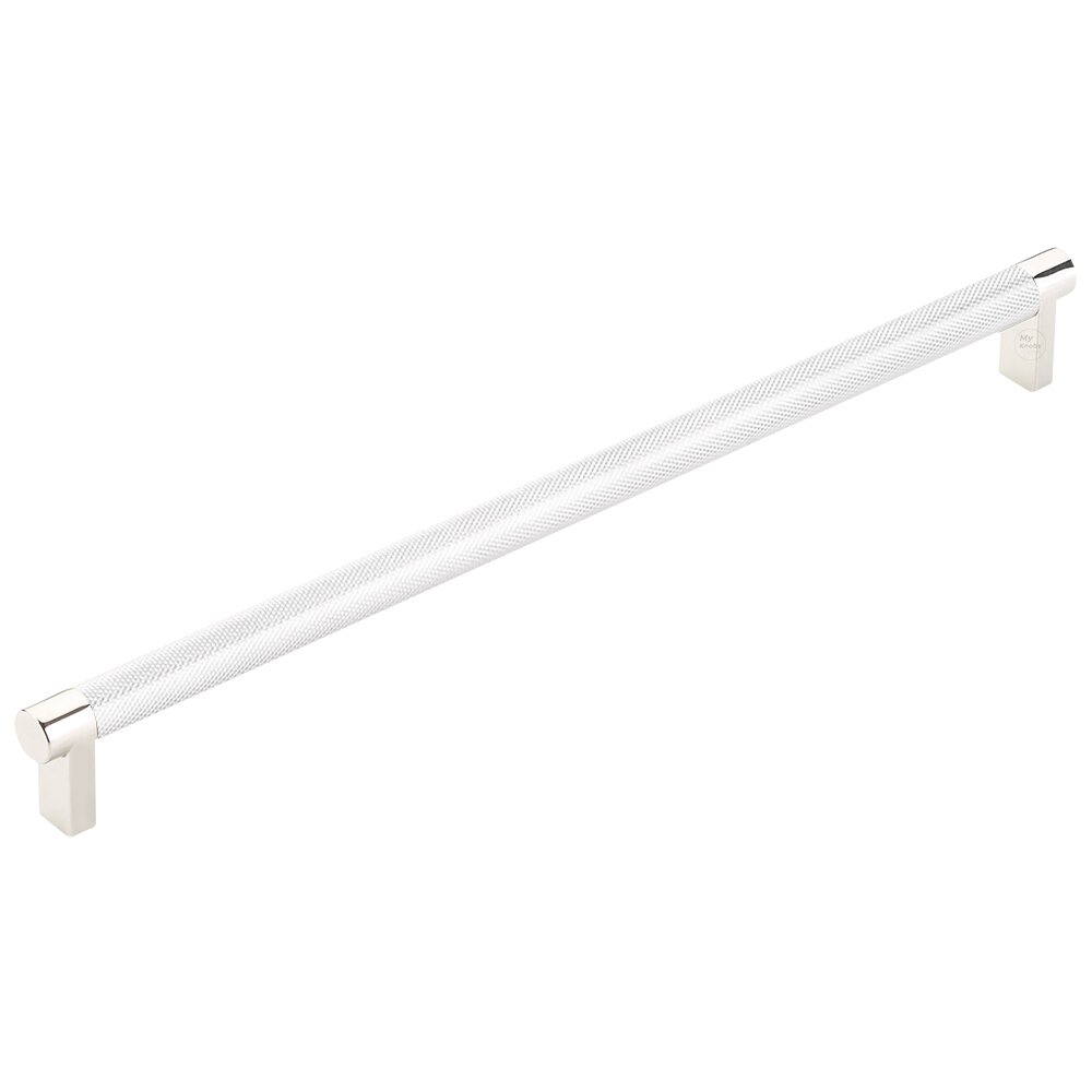 12" Centers Rectangular Stem in Polished Nickel And Knurled Bar in Polished Chrome