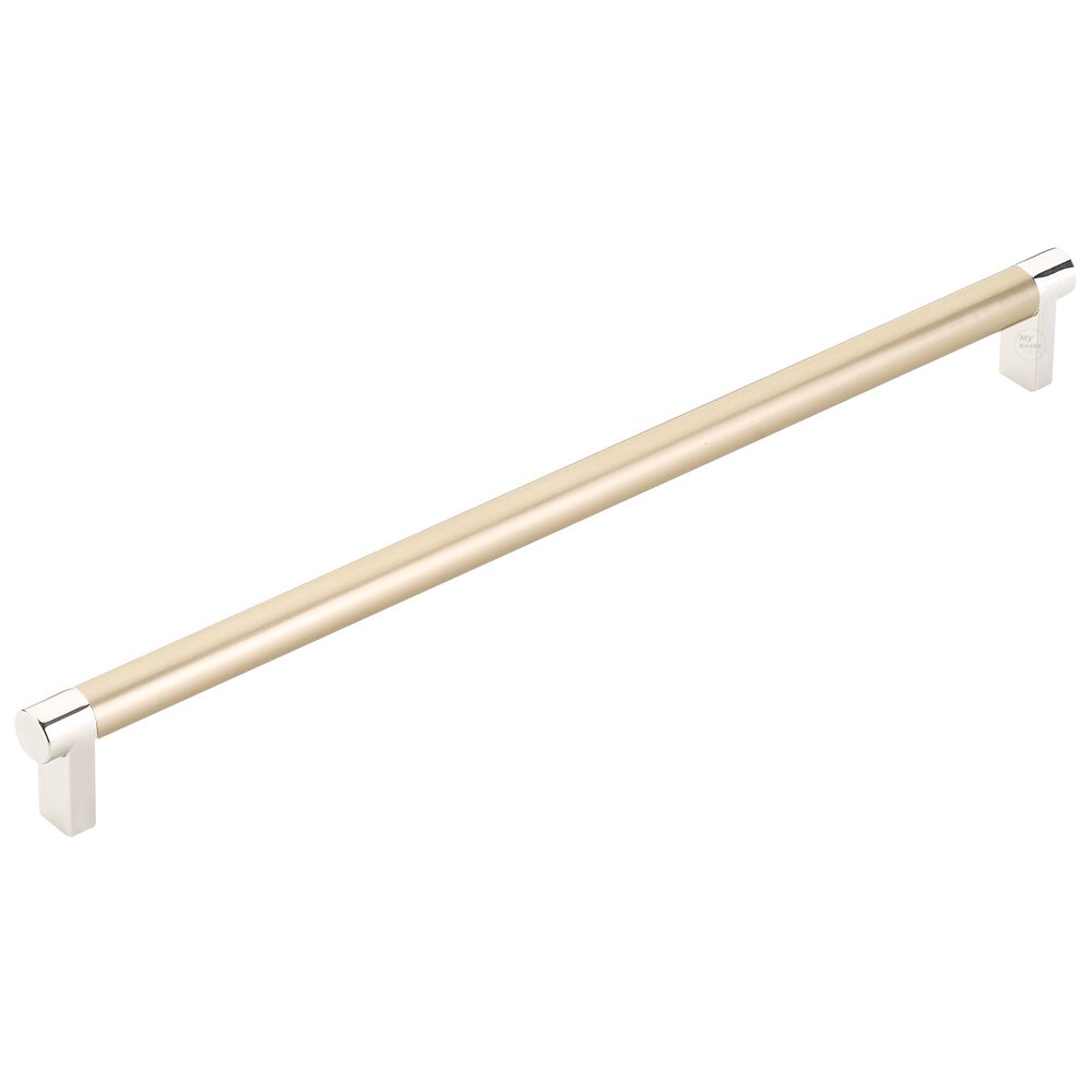 12" Centers Rectangular Stem in Polished Nickel And Smooth Bar in Satin Brass