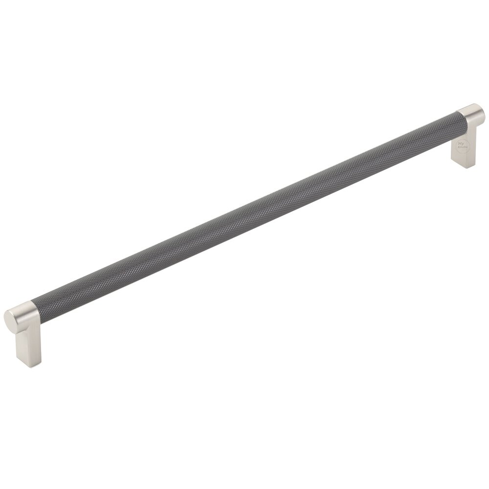 12" Centers Rectangular Stem in Satin Nickel And Knurled Bar in Oil Rubbed Bronze